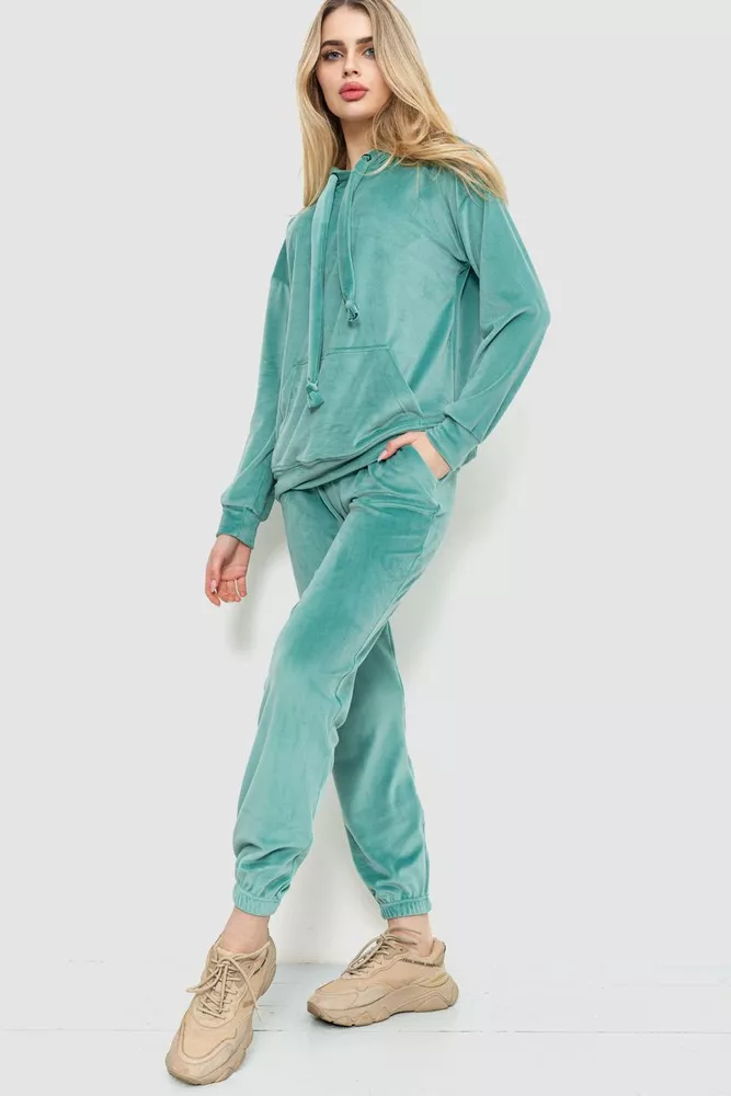 Купити Спорт костюм жіночий велюровий, колір оливковий, 177R022 оптом - Фото №1