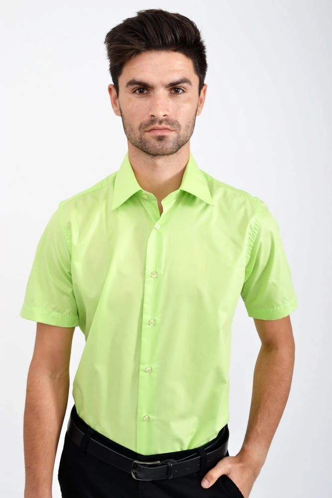 Купити Чоловіча однотонна сорочка салатова 113RPass0010 оптом - Фото №1