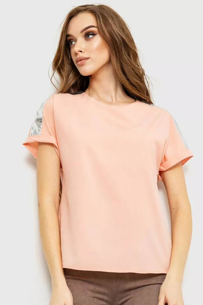 Купить Блуза повседневная, цвет персиковый, 230R101-2 оптом - Фото №1