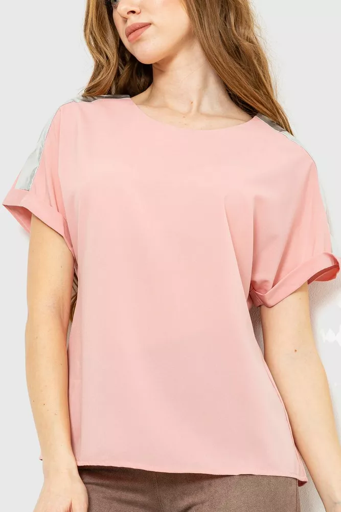 Купити Блуза повсякденна, колір пудровий, 230R101-2 - Фото №1