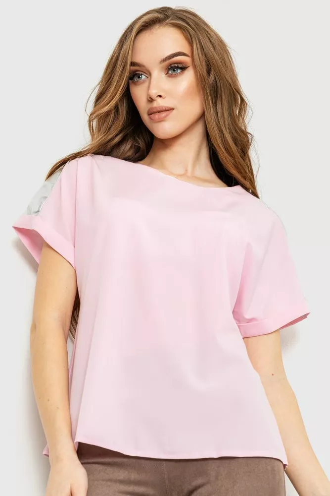 Купить Блуза повседневная, цвет светло-розовый, 230R101-2 - Фото №1