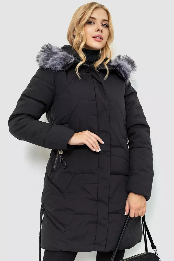 Купити Куртка жіноча демісезонна, колір чорний, 235R2262 - Фото №1