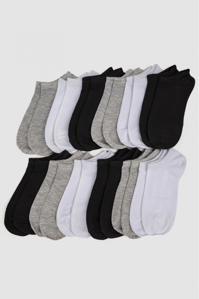 Купить Комплект женских носков 12 пар, цвет белый;серый;чёрный;, 151RB2318 - Фото №1