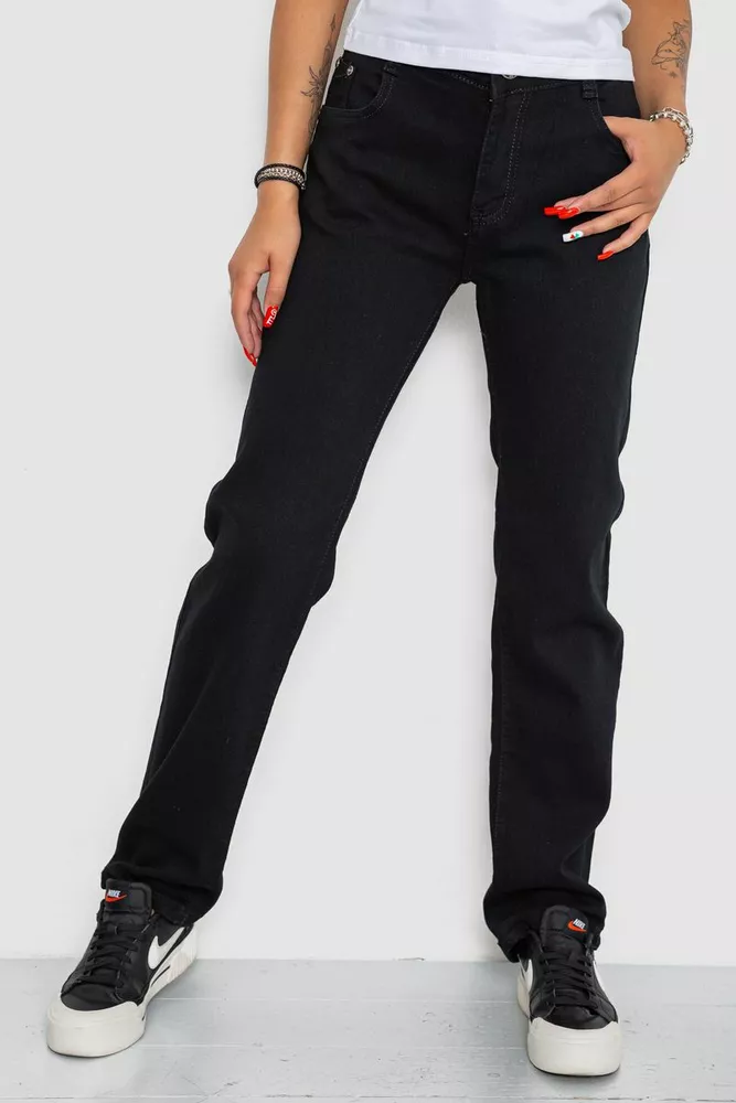 Купити Джинси жіночі стрейч, колір чорний, 250R1034 - Фото №1