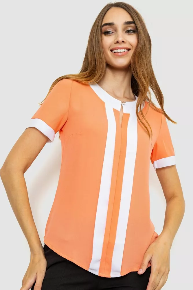 Купити Блуза ошатна, колір персиково-білий, 186RA103 оптом - Фото №1