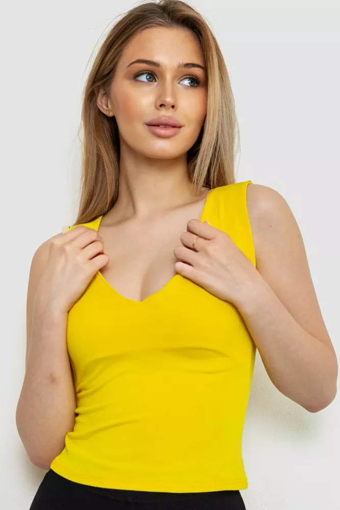 Купити Майка жіноча однотонна, колір жовтий, 186R303 - Фото №1