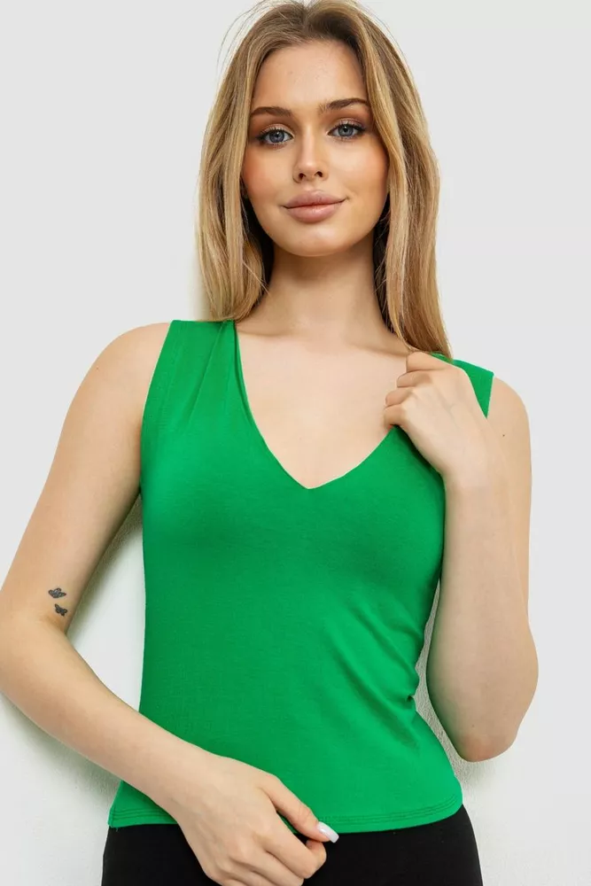 Купити Майка жіноча однотонна, колір зелений, 186R303 - Фото №1