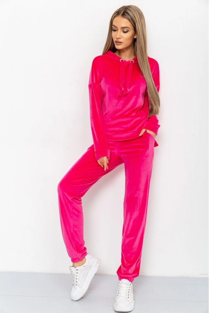 Купити Спорт костюм жіночий велюровий, колір рожевий, 112R597 оптом - Фото №1
