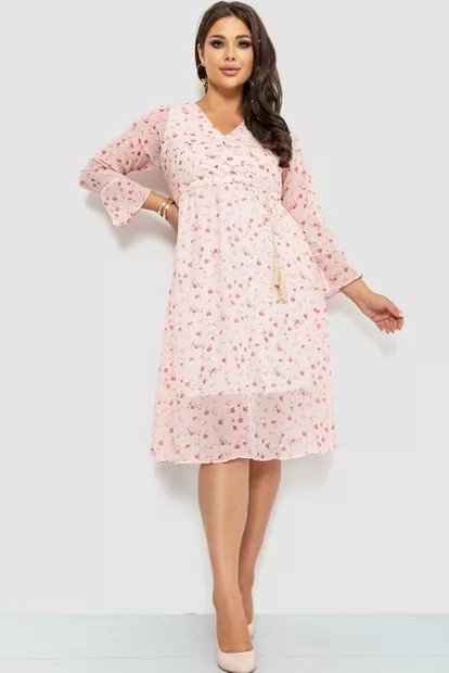 Сукня шифонова, колір рожевий, 204R1876-1
