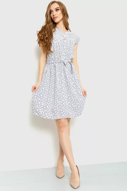Сукня з принтом, колір біло-сірий, 230R007-2