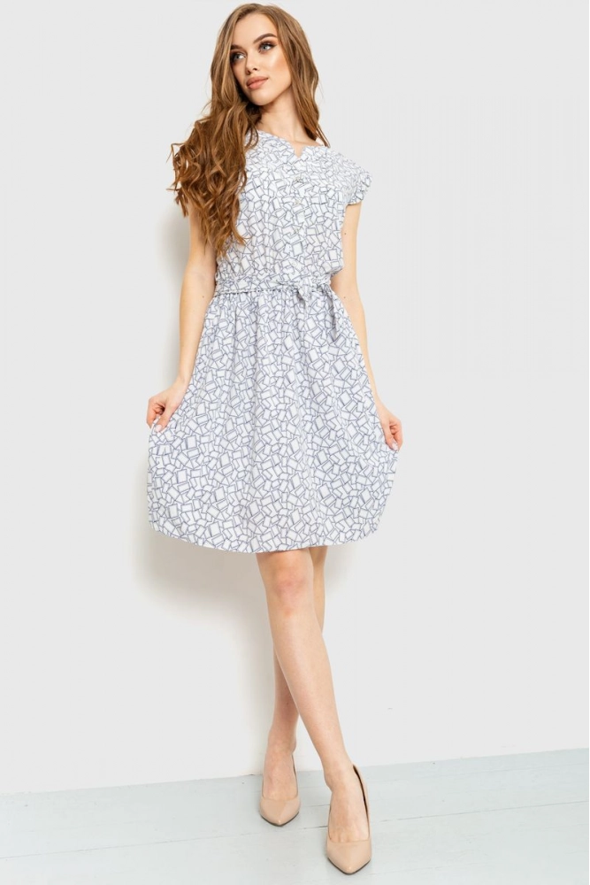 Купити Сукня з принтом, колір біло-сірий, 230R007-2 - Фото №1