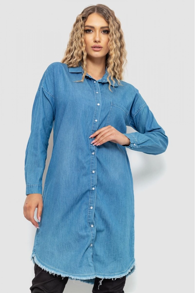 Купить Платье-рубашка джинсовая, цвет голубой, 235R5593 - Фото №1
