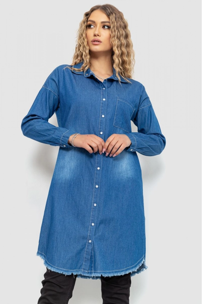 Купить Платье-рубашка джинсовая, цвет синий, 235R5593 - Фото №1