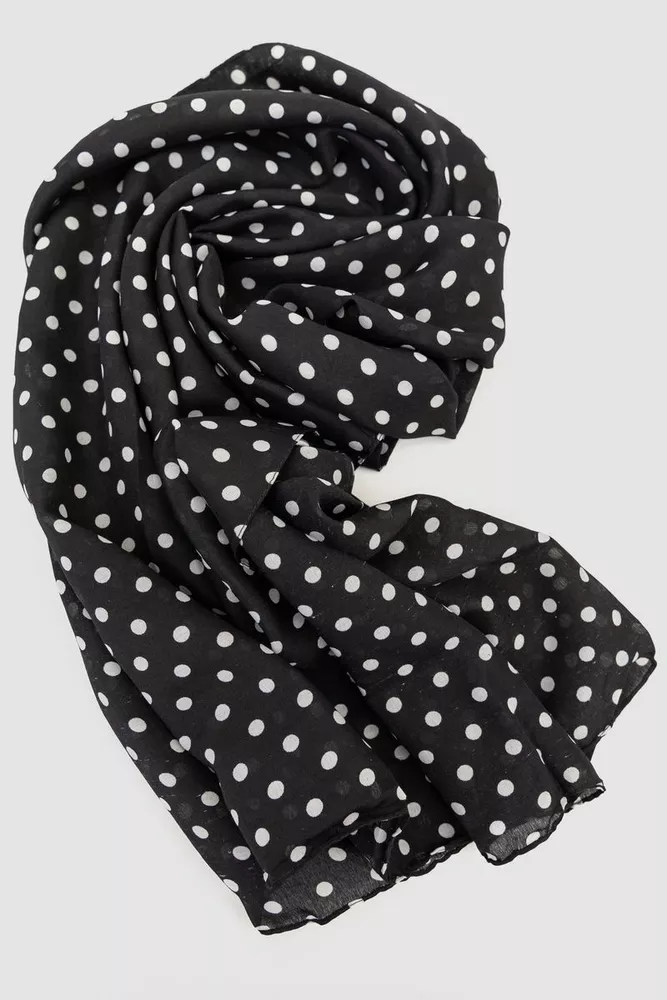 Купити Шарф жіночий в горох, колір чорно-білий, 244R011 оптом - Фото №1
