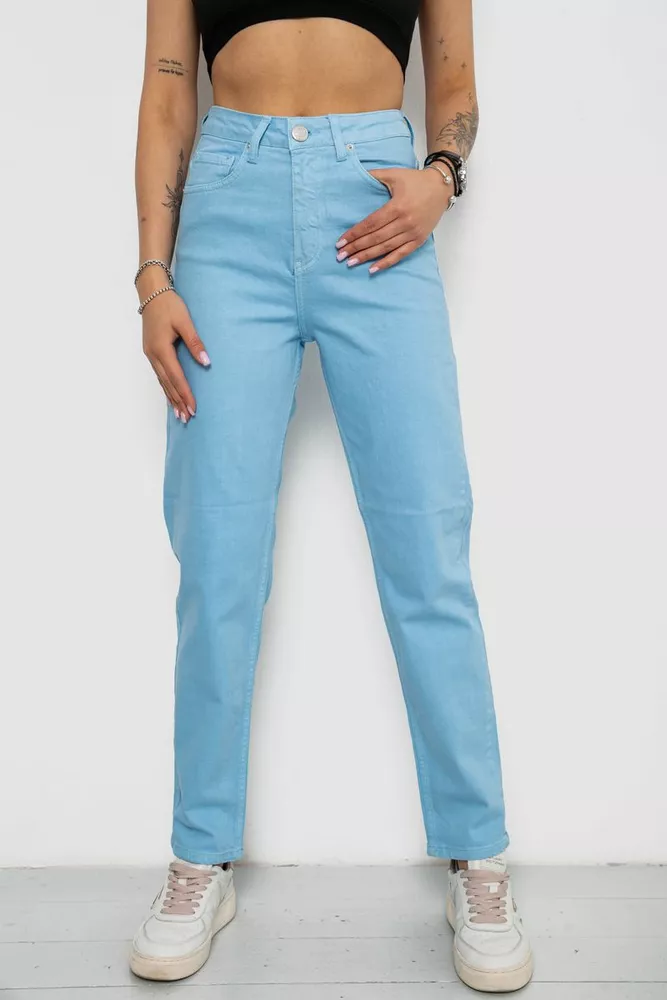 Купити Джинси жіночі Mom's, колір блакитний, 182R1042 - Фото №1