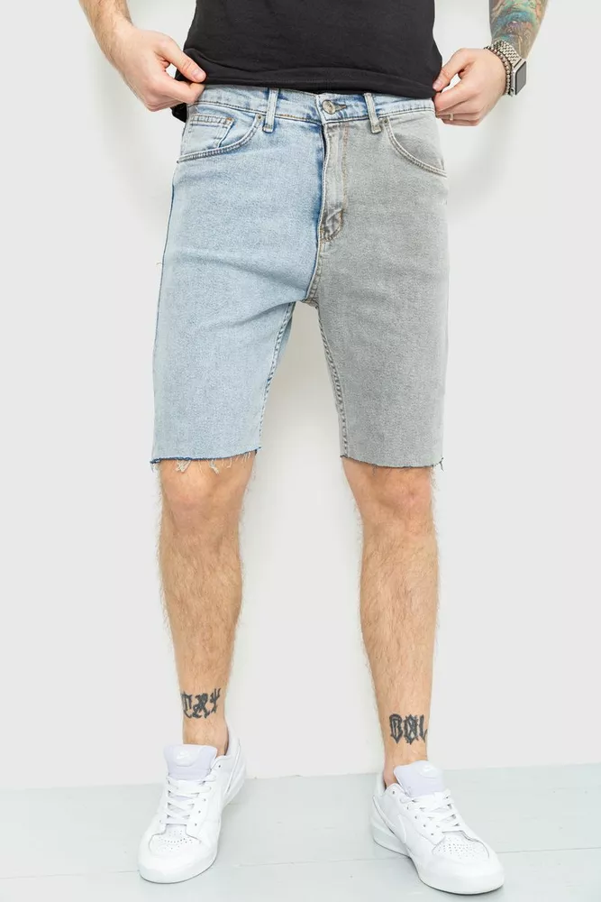 Купити Шорти чоловічі джинсові, колір сіро-блакитний, 157R66-20 оптом - Фото №1