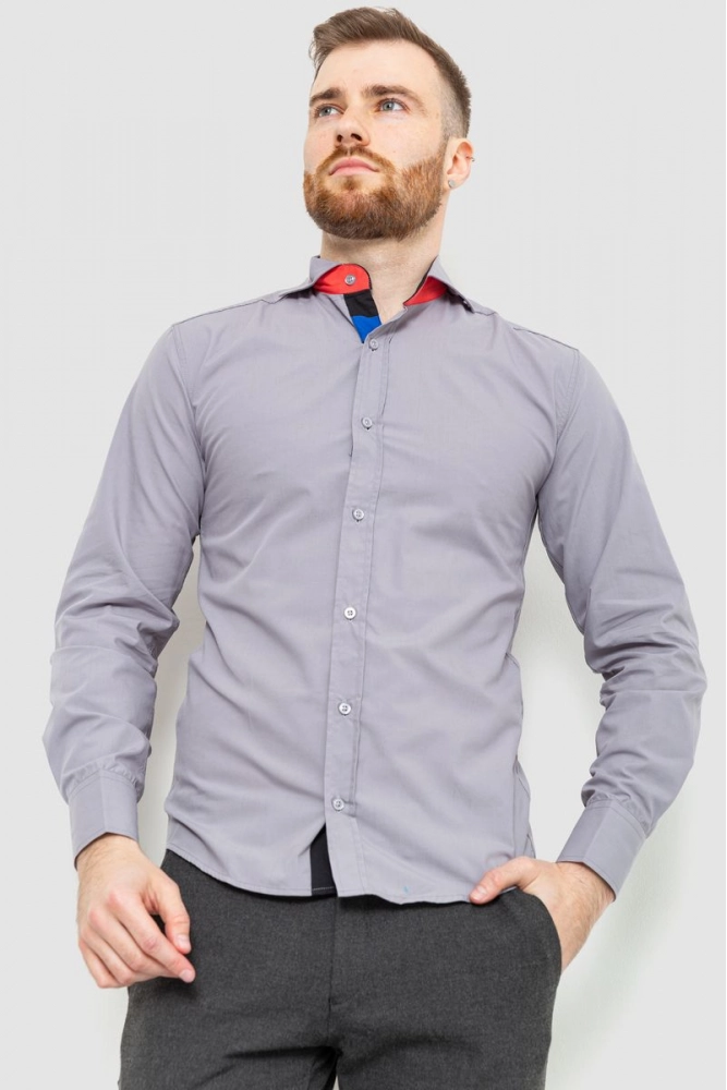 Купить Рубашка мужская однтонная, цвет серый, 186R32 - Фото №1