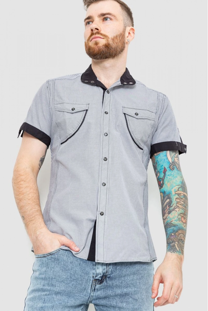 Купить Рубашка мужская полоска, цвет серый, 186R266 - Фото №1
