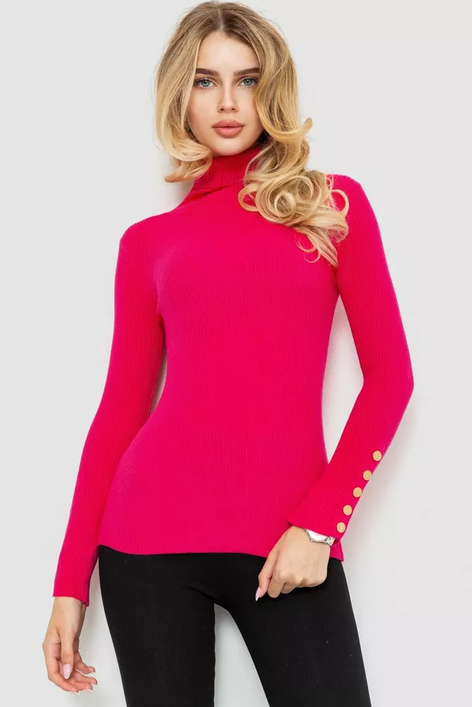 Купити Гольф жіночий в рубчик, колір рожевий, 204R036 оптом - Фото №1