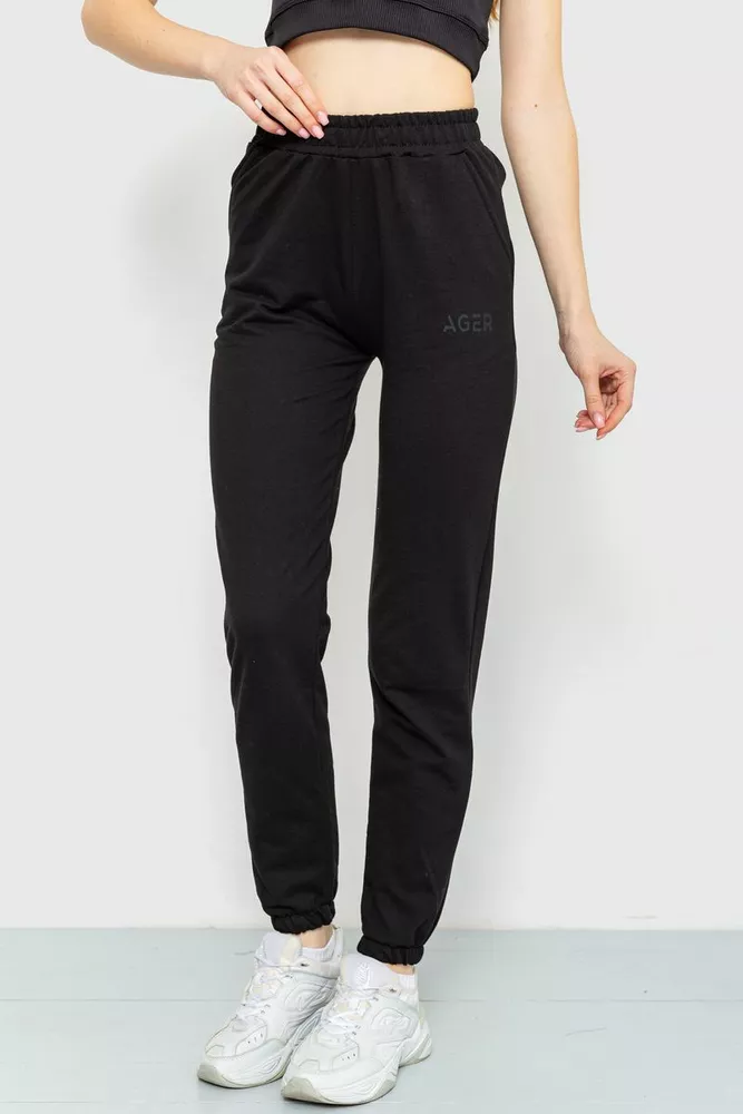 Купить Спорт штаны женские демисезонные, цвет черный, 206R001 оптом - Фото №1