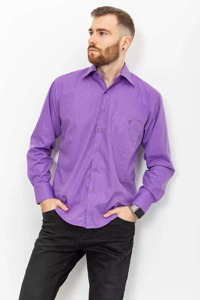 Купить Рубашка мужская в полоску, цвет сиреневый, 131R140129 оптом - Фото №1