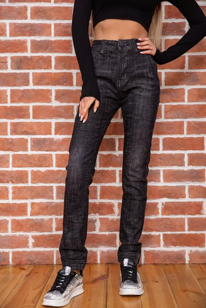Купить Женские джинсы прямого кроя, грифельный цвет, 182R1409-1 - Фото №1
