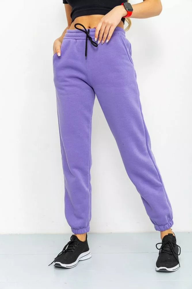 Купить Спорт штаны женские на флисе, цвет фиолетовый, 184R003 - Фото №1