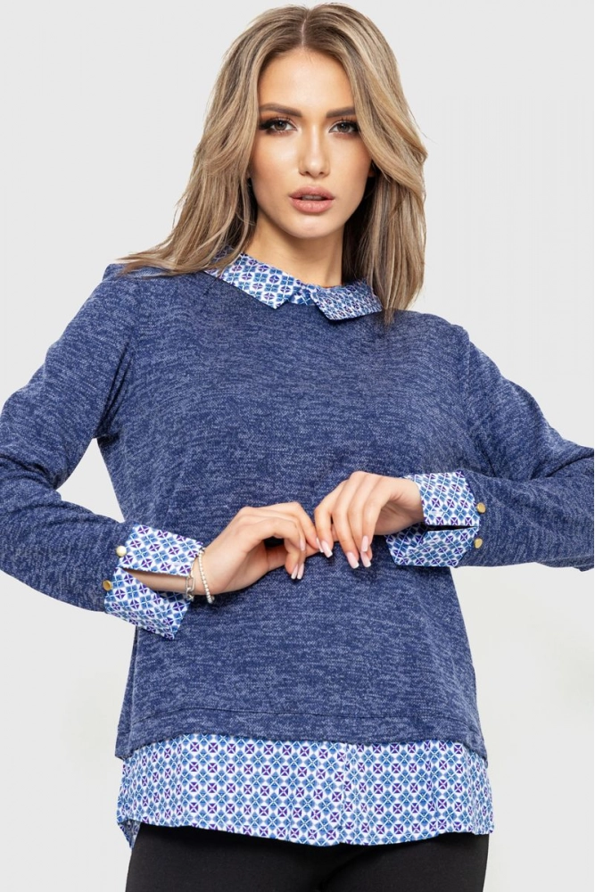 Купити Блуза жіноча обманка 230R53-3, колір синьо-блакитний, 230R542-3 - Фото №1