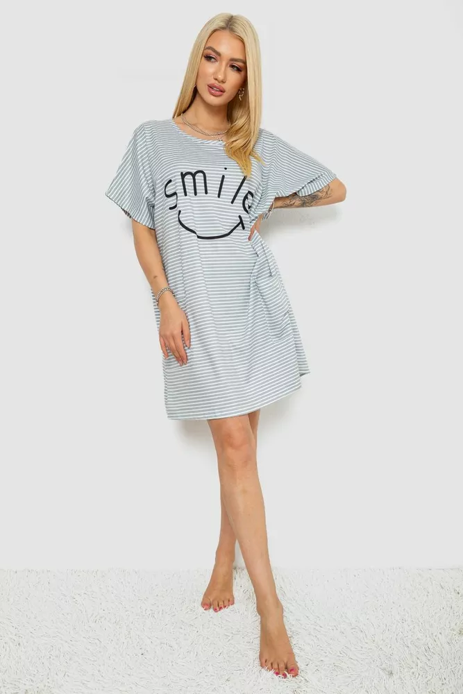 Купити Нічна сорочка в смужку, колір сіро-білий, 238R15022-3 - Фото №2