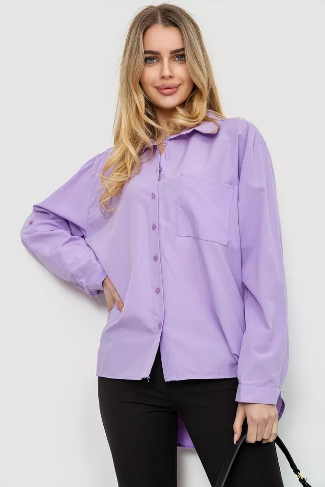 Купить Рубашка женская свободная однотонная, цвет сиреневый, 246R3977 - Фото №1
