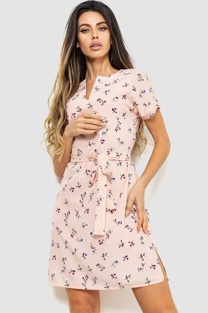 Купить Платье софт с принтом, цвет персиковый, 230R1002 - Фото №1