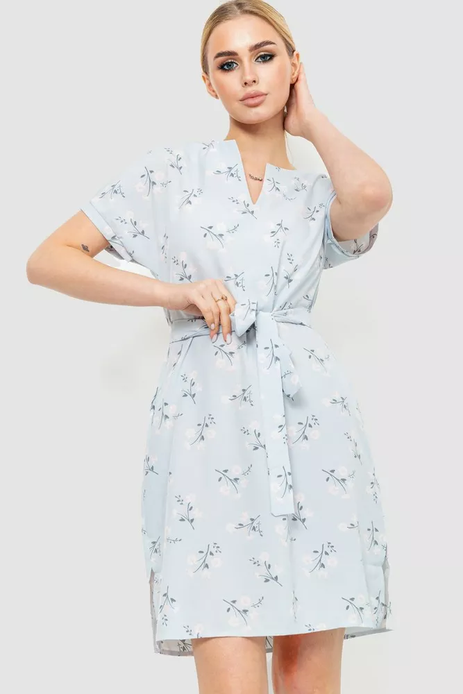 Купити Сукня софт з принтом, колір сіро-блакитний, 230R1002 - Фото №1