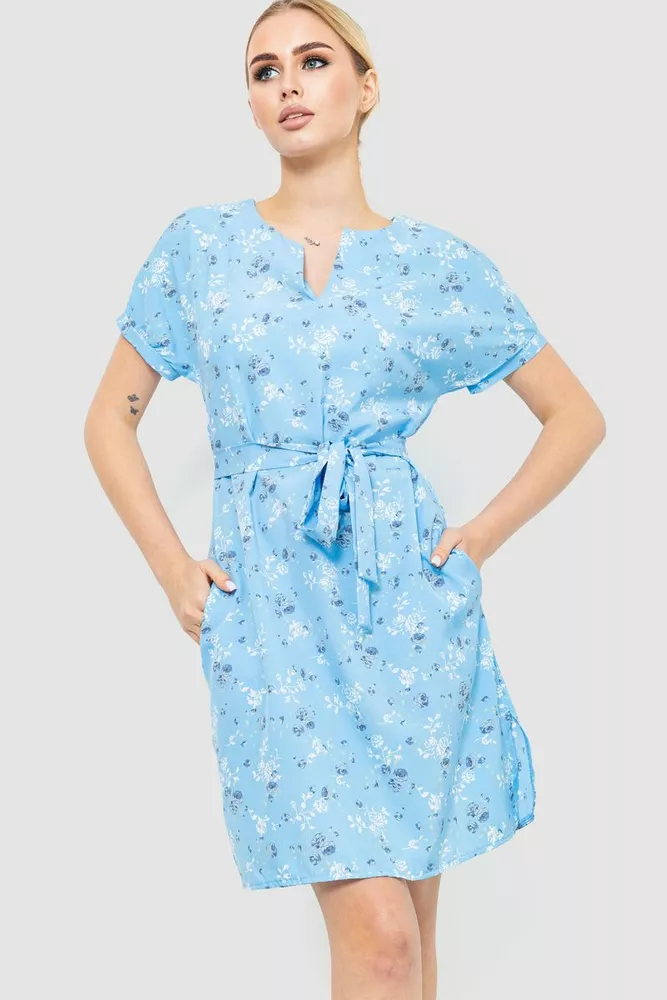 Купити Сукня софт з принтом, колір світло-блакитний, 230R1002 - Фото №1