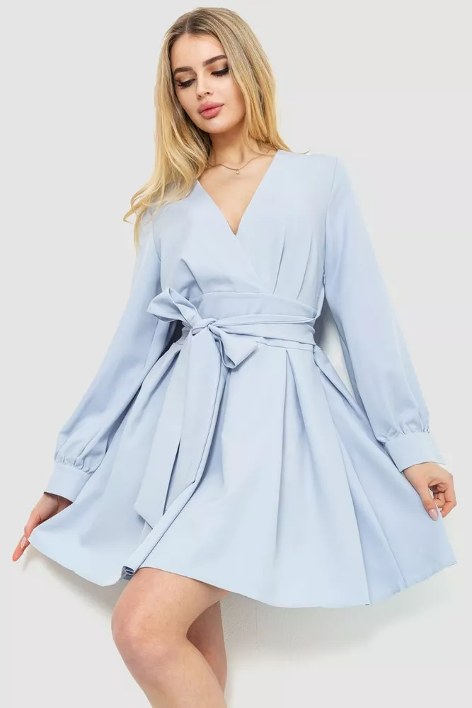 Купить Платье на запах нарядное, цвет светло-голубой, 214R535 - Фото №1