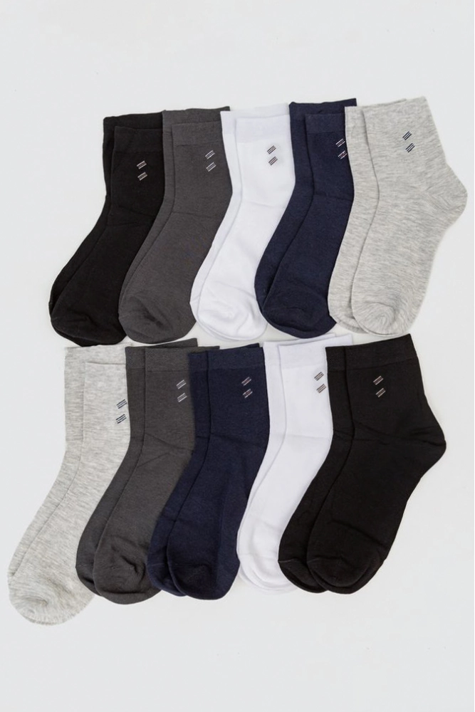 Купить Комплект мужских носков 10 пар, цвет белый;грифельный;светло-серый;темно-синий;черный;, 151R050 - Фото №1