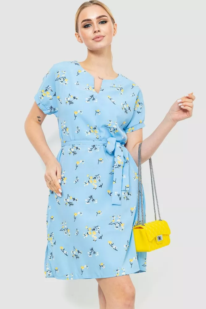 Купить Платье софт с принтом, цвет голубой, 230R1002 - Фото №1