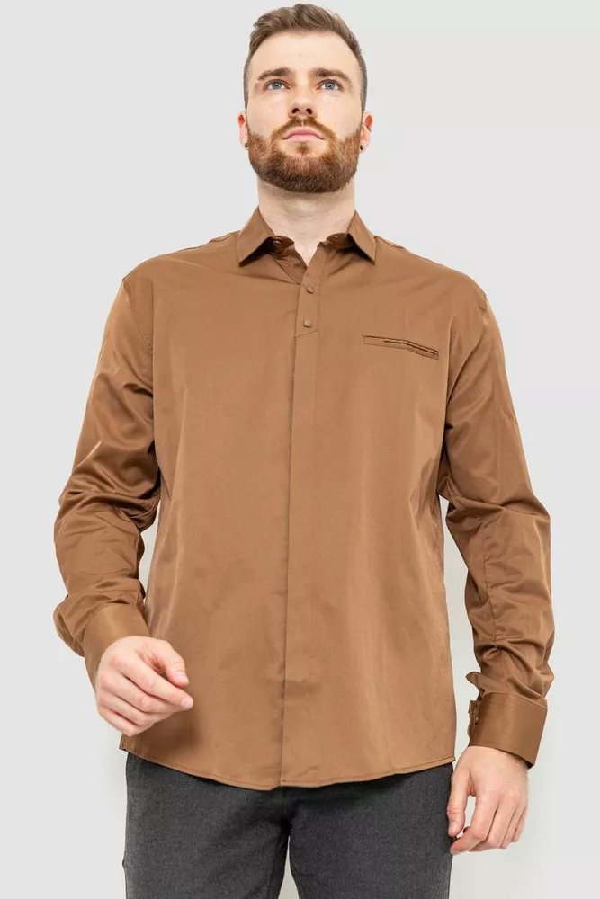 Купить Рубашка мужская однотонная, цвет коричневый, 214R7324 - Фото №1