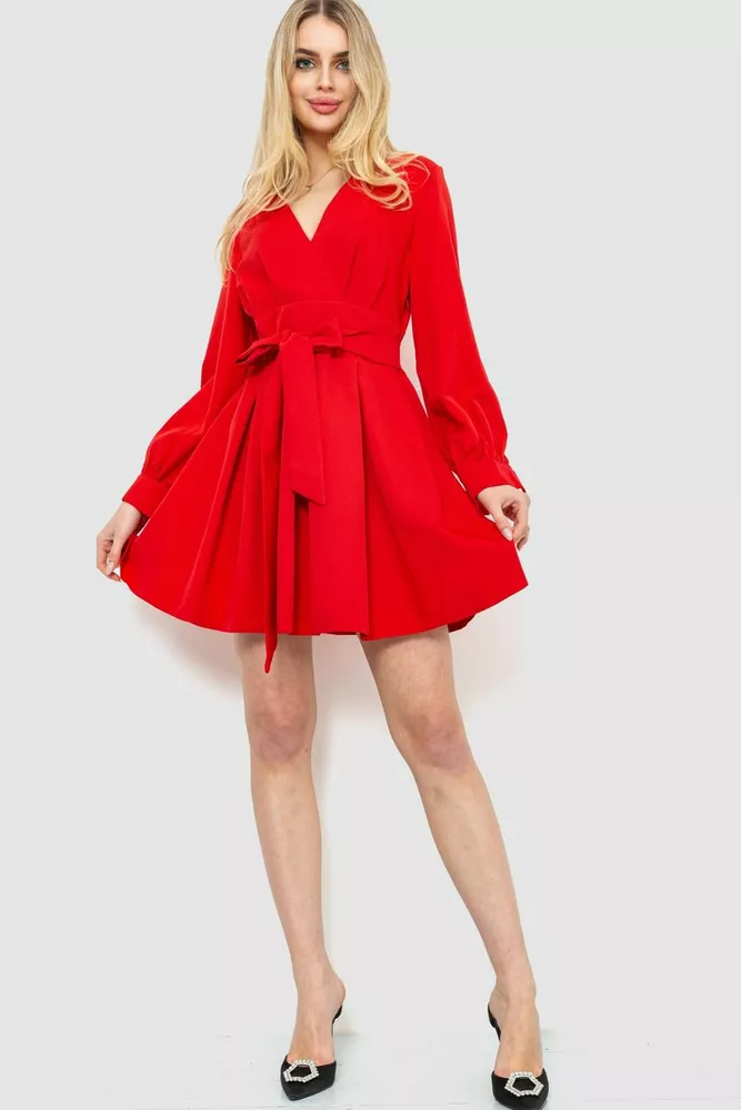 Купить Платье на запах нарядное, цвет красный, 214R535 - Фото №1