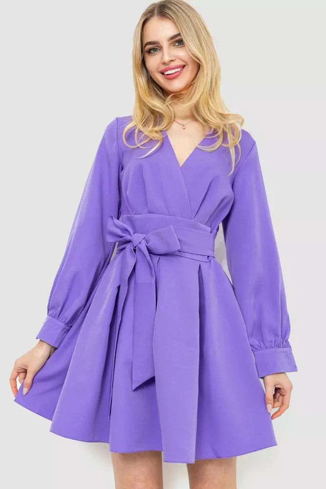 Купити Сукня на запах ошатна, колір бузковий, 214R535 - Фото №1