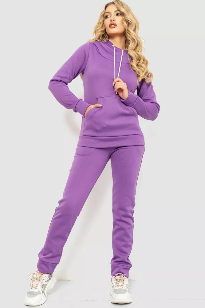 Купити Спорт костюм жіночий на флісі, колір фіолетовий, 102R016-1 - Фото №1