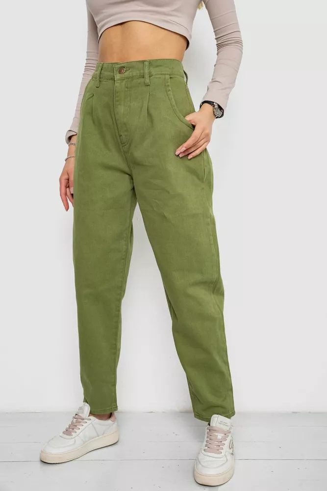 Купити Джинси жіночі MOM, колір хакі, 250R3996 - Фото №3