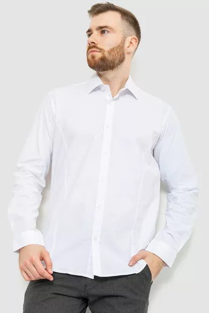Сорочка чоловіча класична однотонна, колір білий, 186R30
