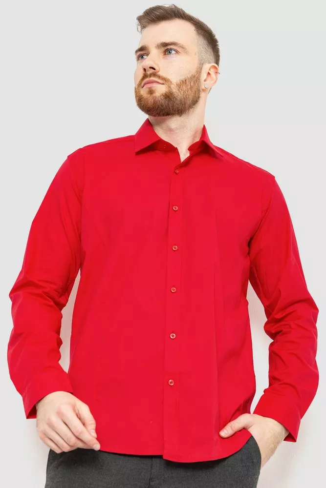 Купить Рубашка мужская классическая однотонная, цвет красный, 186R30 оптом - Фото №1