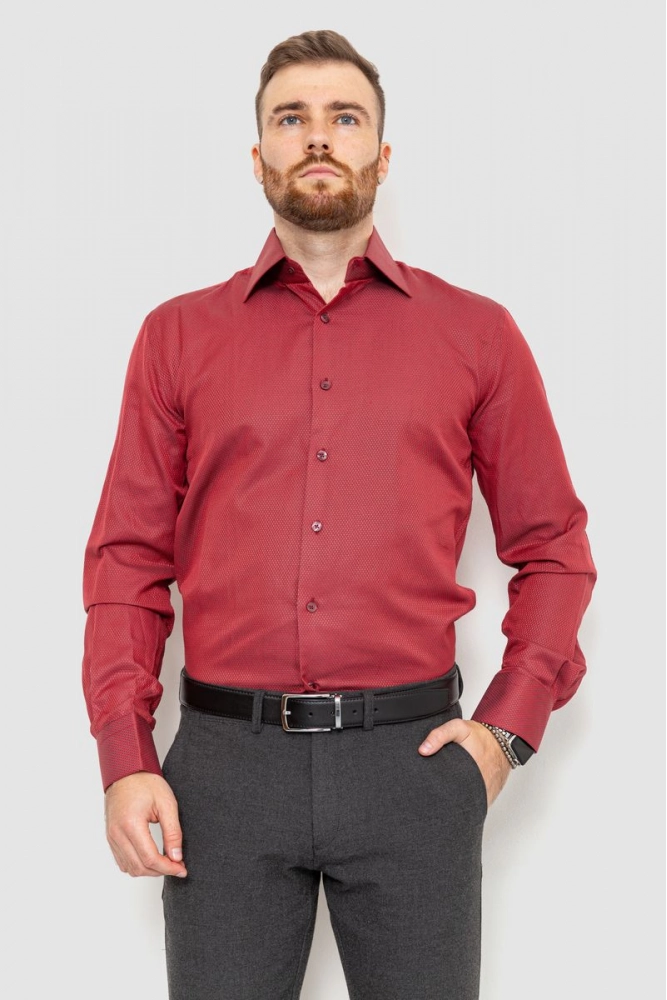 Купити Рубашка мужская классическая, колір бордовий, 201R112 - Фото №1