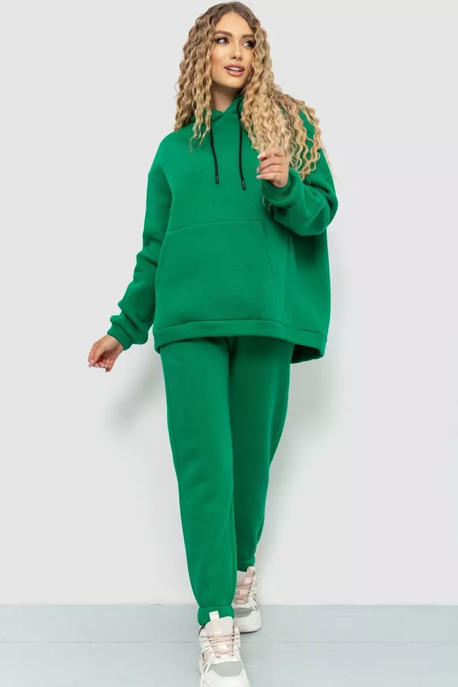 Купити Спорт костюм жіночий на флісі, колір зелений, 115R0498 оптом - Фото №1