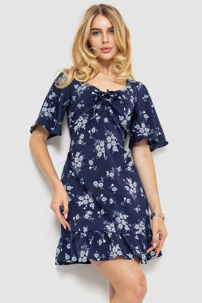 Купить Платье с принтом, цвет темно-синий, 230R036 - Фото №1