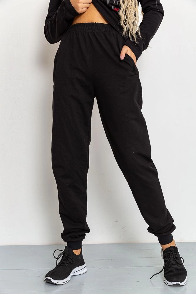 Купить Спорт штаны женские, цвет черный, 206R002-2 - Фото №1