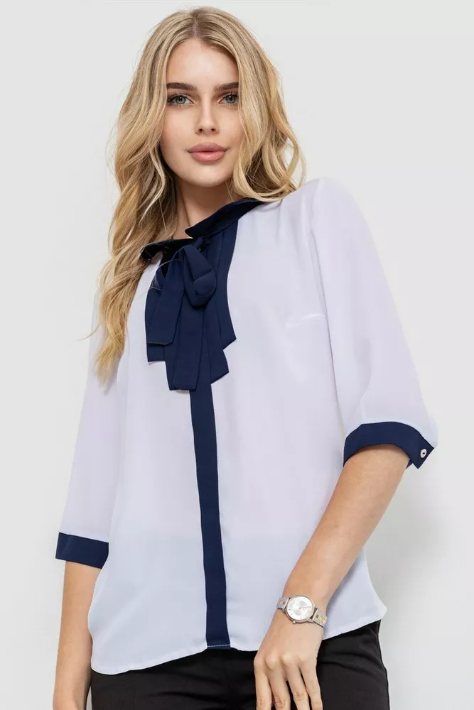 Купити Блуза жіноча, колір біло-синій, 172R11-2 - Фото №1
