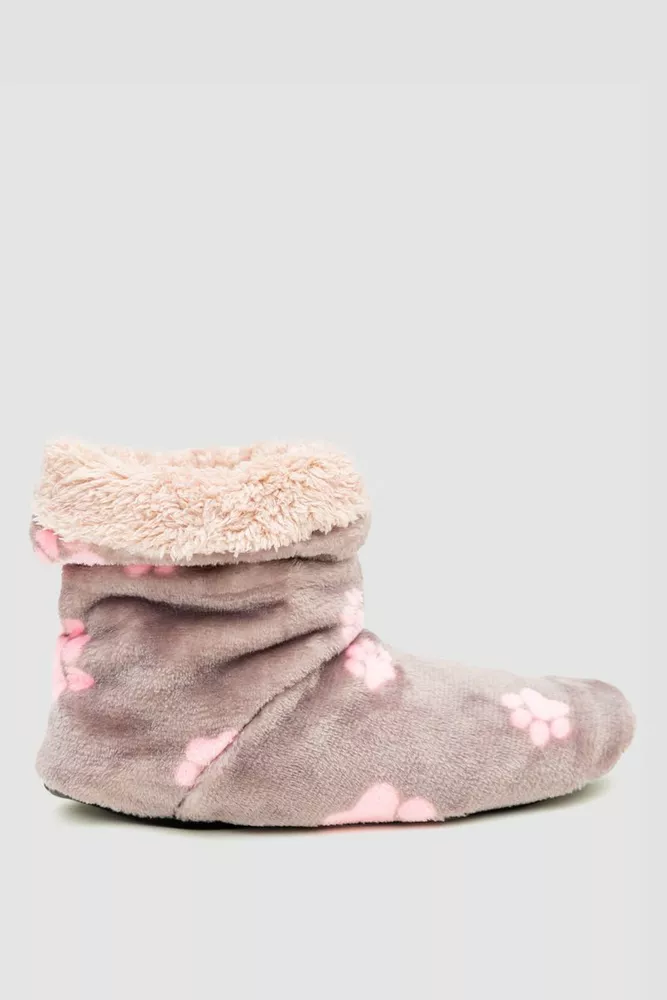 Купити Капці-чобітки  плюшеві, колір сіро-рожевий, 102R1004-1 - Фото №1