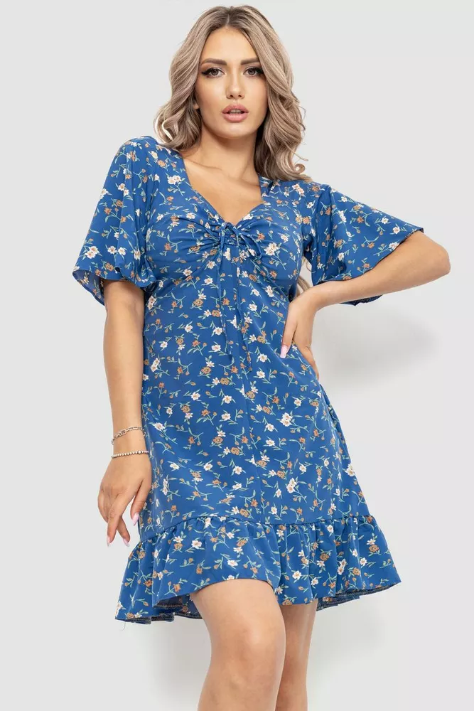 Купити Сукня з принтом, колір синій, 230R036 - Фото №1